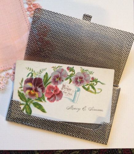 Vintage Ladies Business Card Case Silver Tone Mesh For Business Or Calling Cards