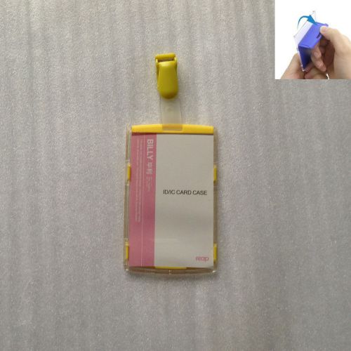 Yellow Badge Clip &amp;Yellow Vertical Plastic Card ID/IC Holder Card Case