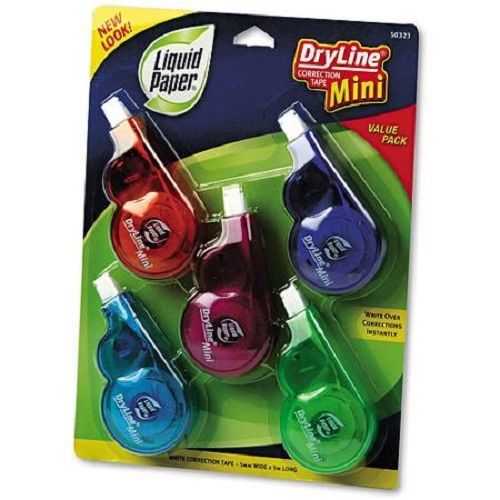 Liquid Paper DryLine Mini Correction Tape, 1/5&#034; x 197&#034;, Non-Refillable, 5pk