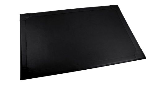 LUCRIN - Desk pad with border 24 x 16 inches - Smooth Cow Leather - Black