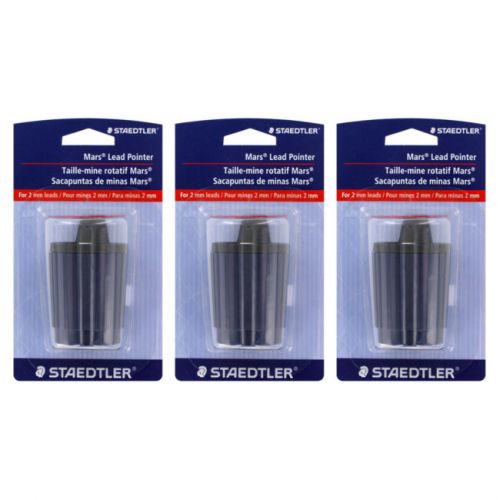 Staedtler mars rotary lead pointer sharpener, for 2mm leads, blue 3/pack 502bka6 for sale