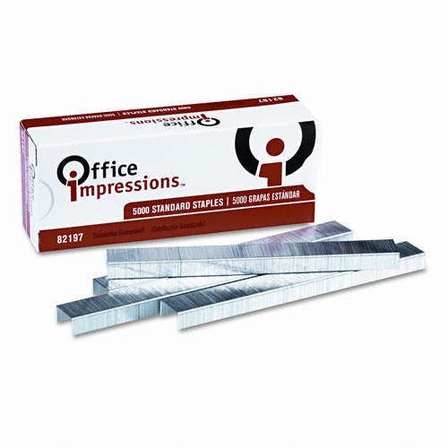 Office Impressions STANDARD CHISEL POINT STAPLES galv 1/4&#034;leg 5000bx 5ct=25,000!