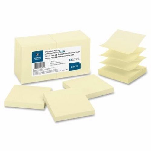 Business Source Pop-up Adhesive Note Pads,3&#034;x3&#034;,100 Sh,12/PK, Yellow (BSN16454)