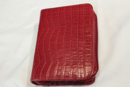 Franklin Quest True Red Faux Crocodile Personal Size Planner Binder VGC