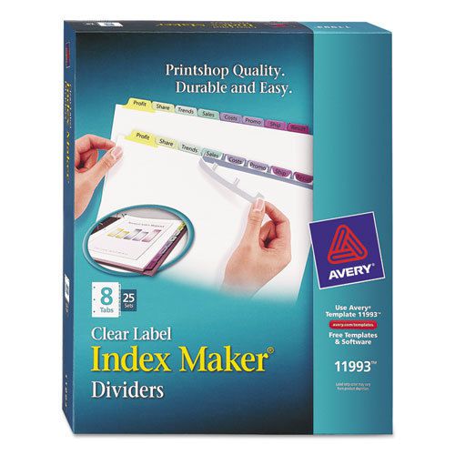 Index Maker Clear Label Contemporary Color Dividers, 8-Tab, 25 Sets/Box