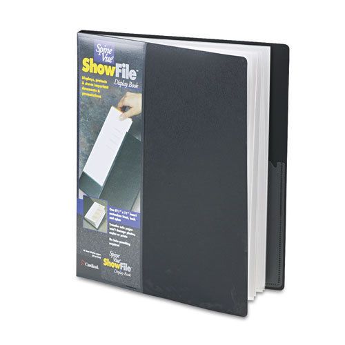 Spine Vue ShowFile Display Book w/Wrap Pocket, 24 Letter-Size Sleeves, Black