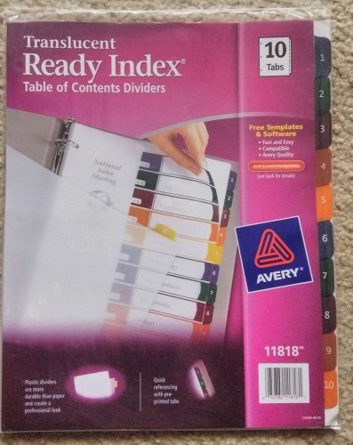 Avery 11818 Table of Contents Dividers, 10-Tabs/Set, 1-10, 8.5x11, Multi-color