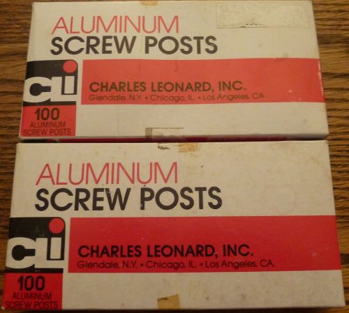 190 NOS Charles Leonard Aluminum Screw Posts, 3/16&#034; Diameter, 1&#034; Long
