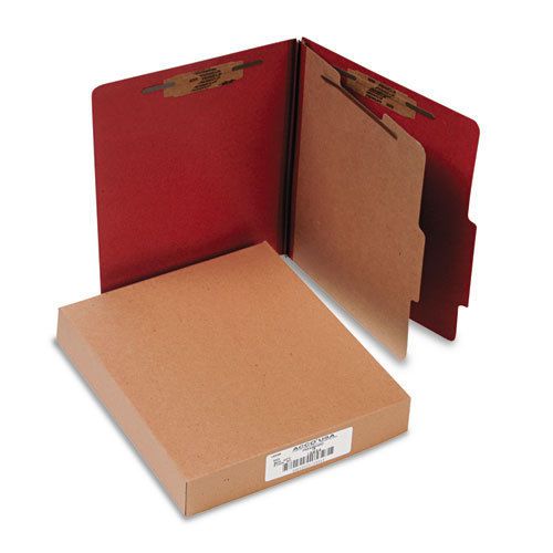 Pressboard 25-pt. classification folder, letter, four-section, earth red, 10/box for sale