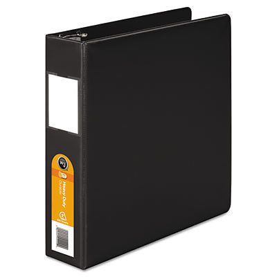 Heavy-duty no-gap d-ring binder with label holder, 2&#034; capacity, black for sale