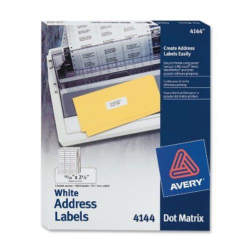 Avery Mailing Label - 2.50&#034; Width X 0.93&#034; Length - 3000 / Box - (ave4144)