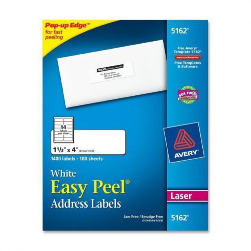 Avery Easy Peel Address Label - 1.33&#034; 4&#034; Length Permanent 1400 / Box