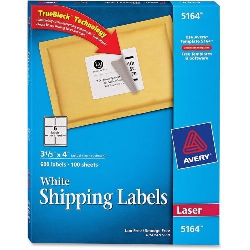 Avery Easy Peel Address Label -3.33&#034;Wx4&#034;L -600/Box -Laser, Inkjet -White