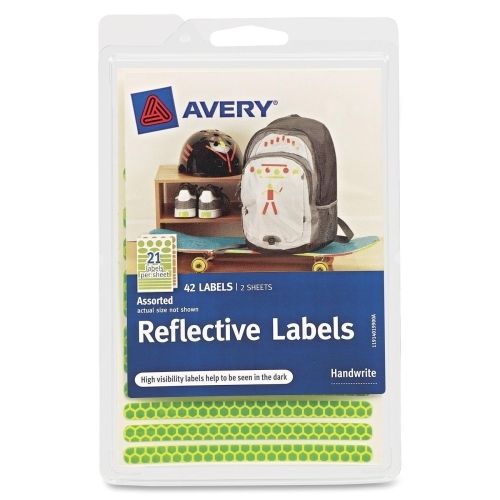 Avery Reflective Labels - 3.94&#034;Wx5.91&#034;L - 42/Pack - Rectangle - Assorted