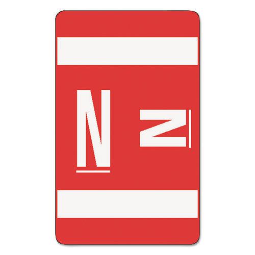 Alpha-Z Color-Coded Second Letter Labels, Letter N, Red, 100/Pack
