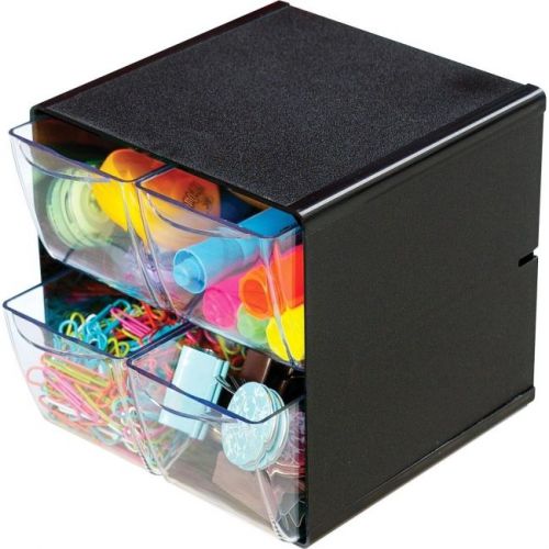 DEFLECTO 350304 Cube with 4 Drawers (Black)