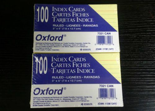 2 Packs of 100 Oxford Index Cards- Ruled 3&#034;x5&#034; [FS/R]