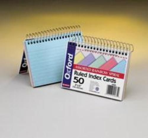 Ampad Oxford Index Cards 3&#039;&#039; x 5&#039;&#039; Spiral Ruled 50 Count Assorted