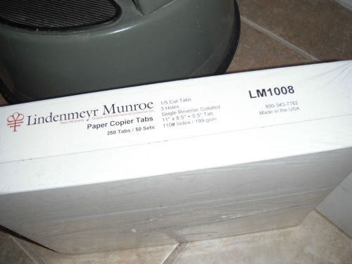 Lindenmeyr Munroe 50 set 250 Tab Paper Copier Tabs 1/5 Cut 3 Hole Single Reverse