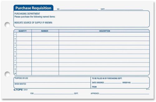 Purchase requisition pad lines easy-to-use format blue ink top32431 for sale