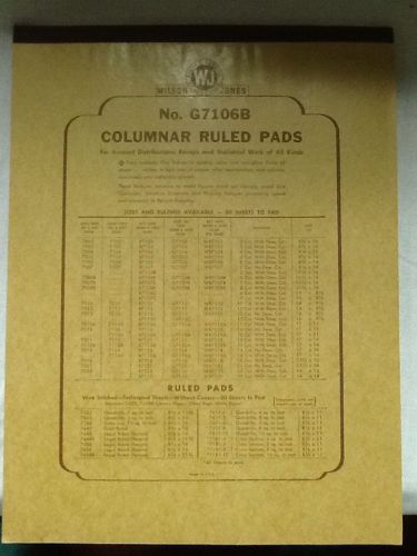 Vintage Wilson Jones Columnar Accounting Pad Paper Buff Yellow 7106B 10.5&#034; X 14&#034;