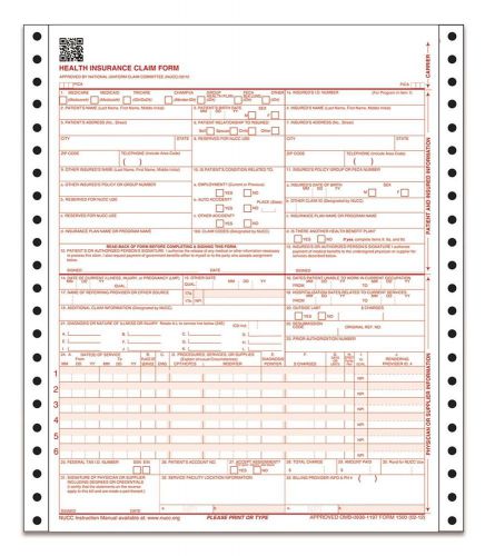 Adams CMS-1500 Health Insurance Claim Forms 9.5 x 11 Inches, 100 Sets per Pack