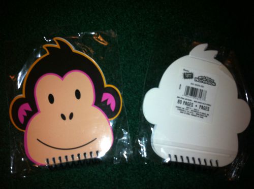 Monkey shaped note pad (2) 80 pages each brand new mini spiral stocking stuffer