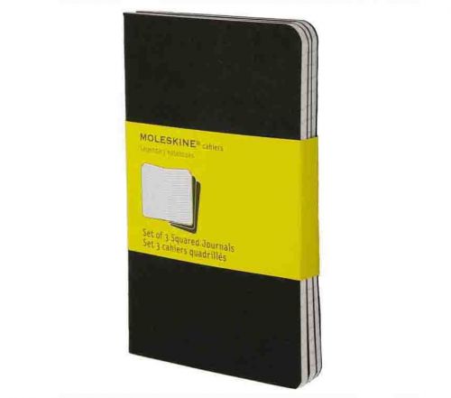Moleskine Sketchbook 3.5x5.5&#034; pocket size squared journal set of 3 cahiers