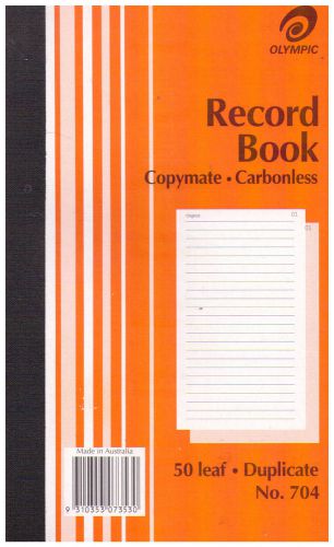 Olympic Record Book - Copymate - Carbonless 50 Leaf Duplicate No. 704