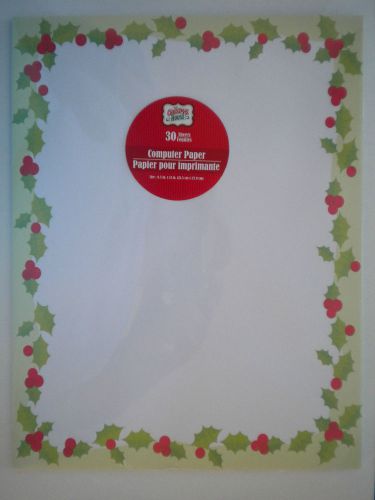 *NEW*~ 30 Designer &#034;CHRISTMAS HOLLY &#034; Computer Stationery Sheets