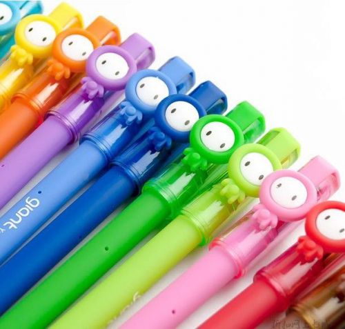 12 pcs/lot  Kawaii Cartoon Gel pen Set Colorful Ink Stationery Creative Gift