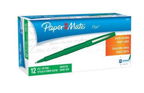 Green 1 Dozen Paper Mate 8440152 Flair Porous Felt Tip Pens, Medium Point, Gree