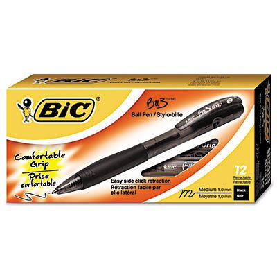 BU3 Retractable Ballpoint Pen, 1.0 mm, Black