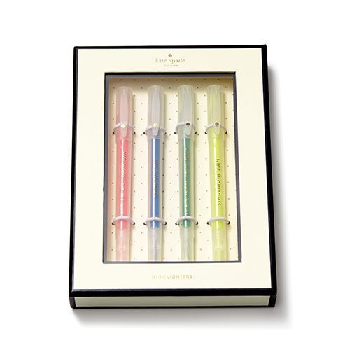 Kate Spade Highlighter Set of 4-&#034;Highlight of my life Blue, Green, Yellow, Pink