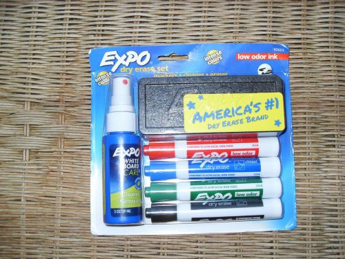 Expo Dry Erase Set-4 Intense Colors Markers-Cleaner-Eraser