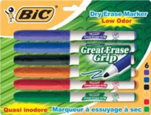 Bic great erase grip dry erase marker 6 pack for sale