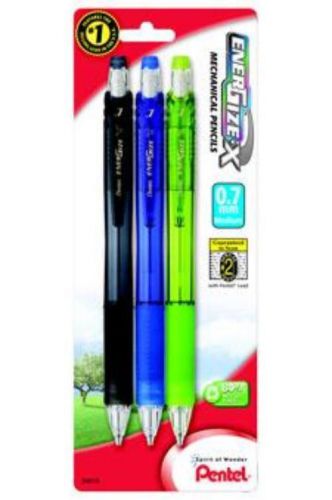 Pentel EnerGize-X Mechanical Pencil (0.7mm) Assorted Barrel Colors 3 Pack Carded