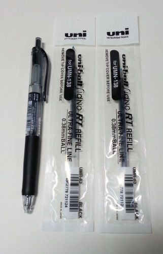 Uni-ball 138-0.38 roller gel pen black(2pcs+2refill )