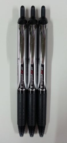 3 pcs x  BLACK colour Pilot Hi-tecpoint V5 RT roller pen