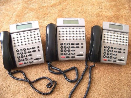 Lot set of 3 nec dterm 80 office business phones dth-32d-1(bk) black for sale