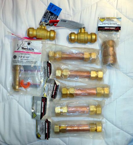 Mixed lot copper and brass plumbing fittings for sale