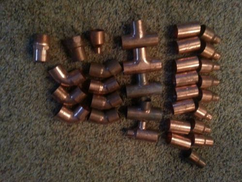 33 - 1&#034; copper fittings  elbows, couplings, tees. for sale
