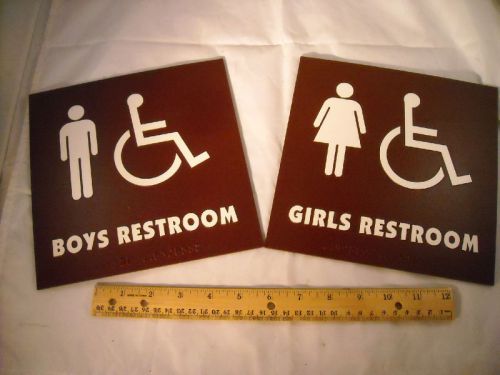 Girls + Boys Handicap Braille Restroom Sign A.D.A. ADA