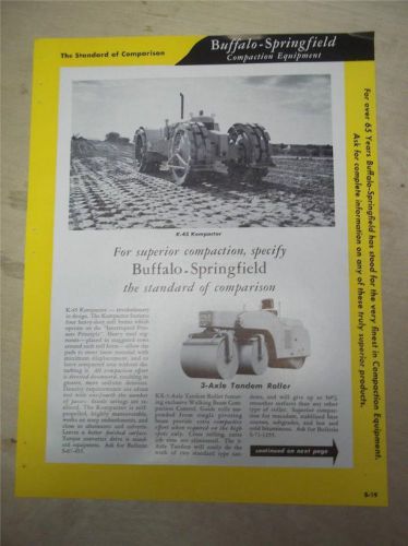 Vtg Buffalo Springfield Roller Co Catalog Insert~Compaction Equipment/Rollers