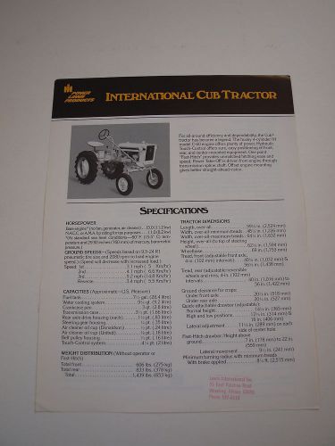 IH International Harvester Cub Tractor Brochure Original MINT &#039;77