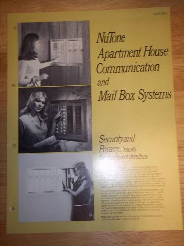Vtg NuTone Housing Products Catalog~Apartment House Intercom/Mail Box Systems