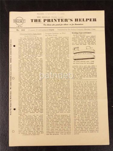 VINTAGE ORIGINAL1953 THE PRINTER&#039;S HELPER ISSUE 265 KELSEY CO PRINTING PRESS
