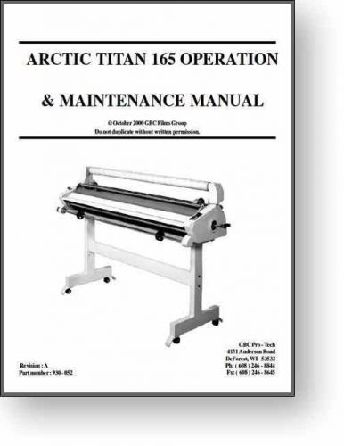 GBC Artic Titan 165 Laminator Operator&#039;s Manual
