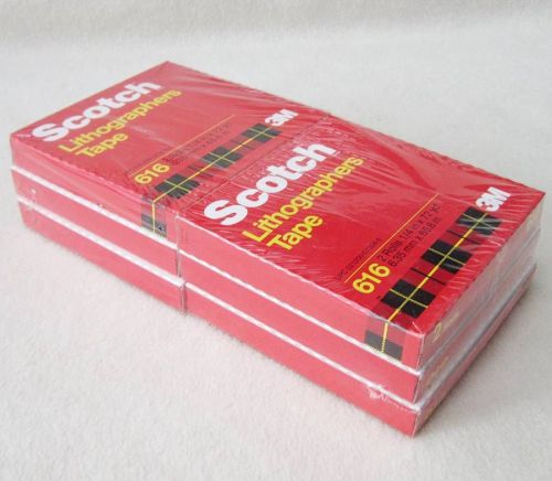 NEW 12 Rolls 3M Scotch Lithographers Tape Paklon 1/4&#034; x 72 yd # 616 SEALED 6 Box