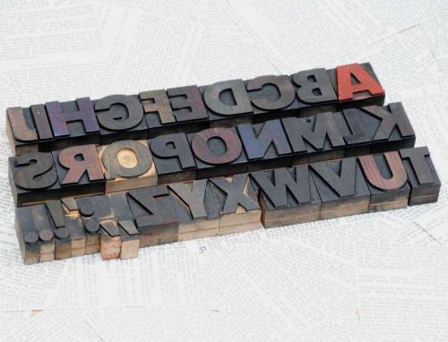 A-Z alphabet 1.42&#034; letterpress wooden printing blocks wood type Vintage antique